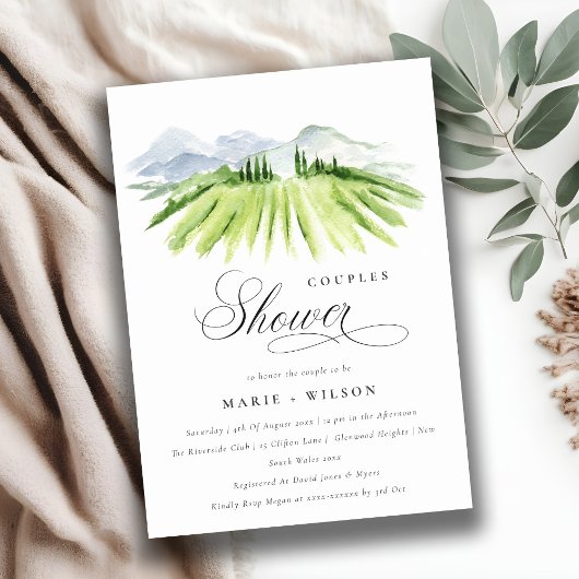 Rustic Green Winery Vineyard Couples Shower Invite Bedankkaart