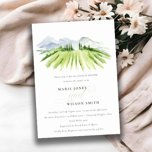 Rustic Green Winery Vineyard Couples Shower Invite Bedankkaart