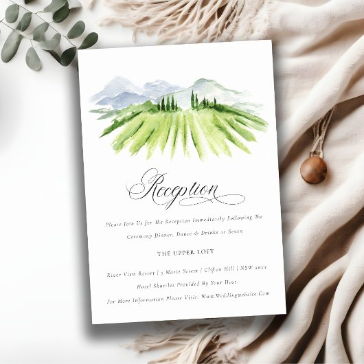 Rustic Green Winery Vineyard Wedding Reception Informatiekaartje