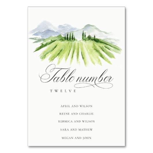 Rustic Green Winery Vineyard Wedding Seating Chart Kaart (Achterkant)