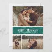 Rustic Green Winter Kerstmis 3 Fotocollage Feestdagenkaart (Voorkant)