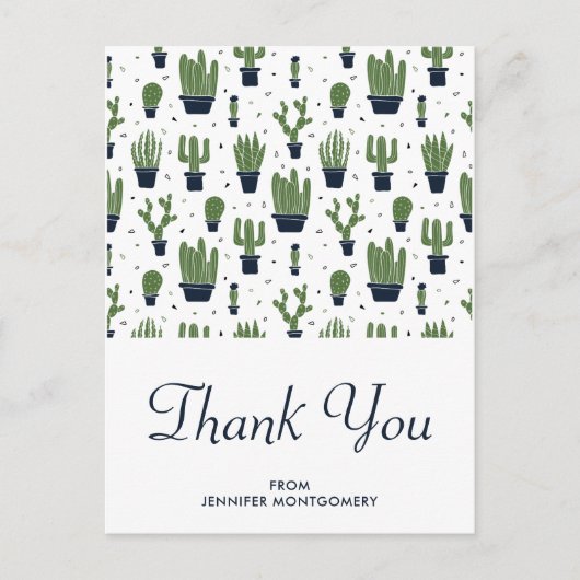 Rustic Green Woestijn Cactus Patroon Bedankt Briefkaart (Voorkant)