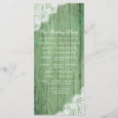 Rustic Green Wood Lace Vertical Wedding Programs Programmakaart (Achterkant)