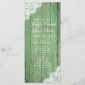Rustic Green Wood Lace Vertical Wedding Programs Programmakaart (Voorkant)