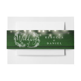 Rustic Green Wood String Lights Floral Wedding Uitnodigingen Wikkel