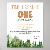 Rustic Green Woodland Time Capsule First Birthday  Poster (Voorkant)