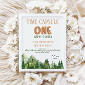 Rustic Green Woodland Time Capsule First Birthday Poster