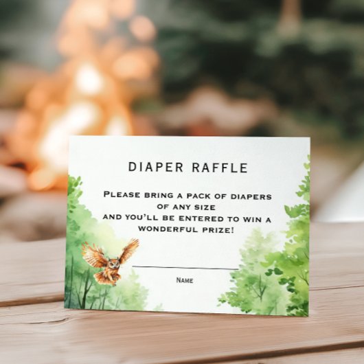 Rustic Green Woodland Waterverf Luier Raffle Informatiekaartje