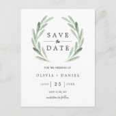 Rustic Green Wreath Eenvoudige bruiloft Save the D Aankondigingskaart (Voorkant)