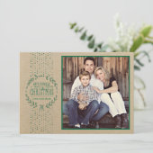 Rustic Green Wreath Holiday Photo Card Feestdagenkaart (Staand voorkant)