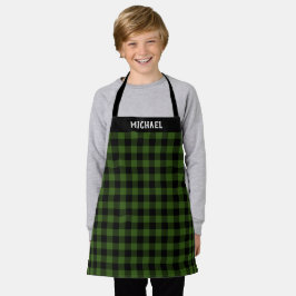 Rustic Green Zwarte Buffalo Plaid Holiday Custom Schort