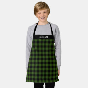 Rustic Green Zwarte Buffalo Plaid Holiday Custom Schort