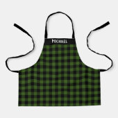 Rustic Green Zwarte Buffalo Plaid Holiday Custom Schort (Voorkant)