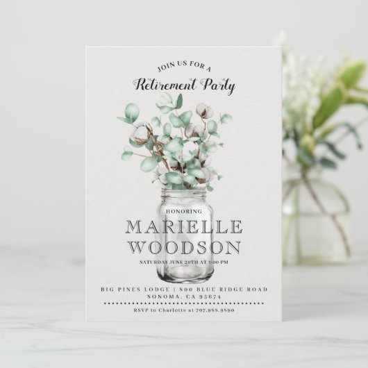 Rustic Greene Retirement Party Invitation Kaart (Staand voorkant)