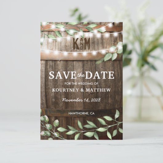 Rustic Greener Wedding Save the Date (Staand voorkant)