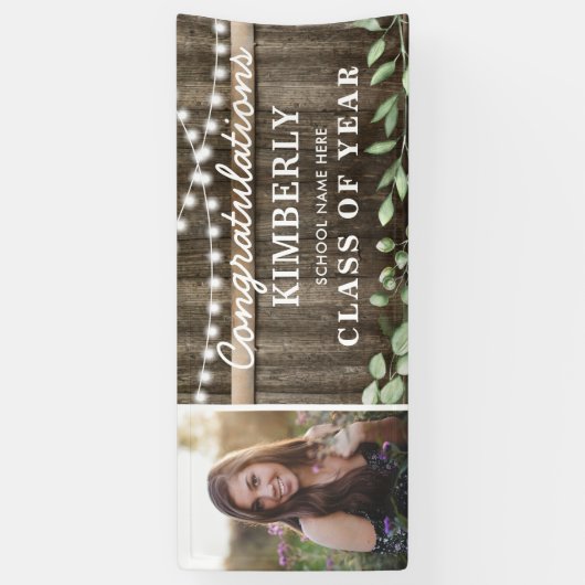 Rustic Greenery 2025 Afstuderen Foto Spandoek (Verticaal)
