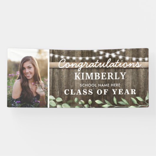 Rustic Greenery 2025 Afstuderen Foto Spandoek (Horizontaal)