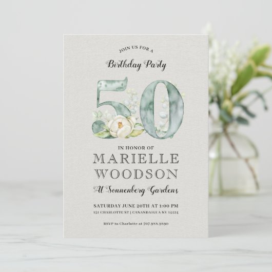 Rustic Greenery 50th Birthday Party Kaart (Staand voorkant)