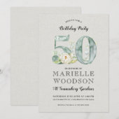 Rustic Greenery 50th Birthday Party Kaart (Voorkant / Achterkant)