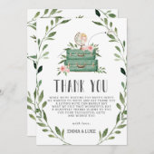 Rustic Greenery Adventure Baby shower Suitcase  Bedankkaart (Voorkant / Achterkant)