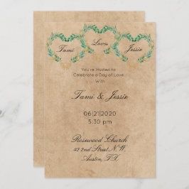 Rustic Greenery Antiek Heart Beauful Wedding Kaart