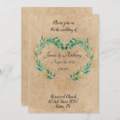 Rustic Greenery Antiek Heart Beauful Wedding Kaart (Voorkant / Achterkant)