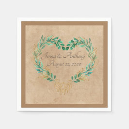 Rustic Greenery Antiek Heart Beauful Wedding Servet