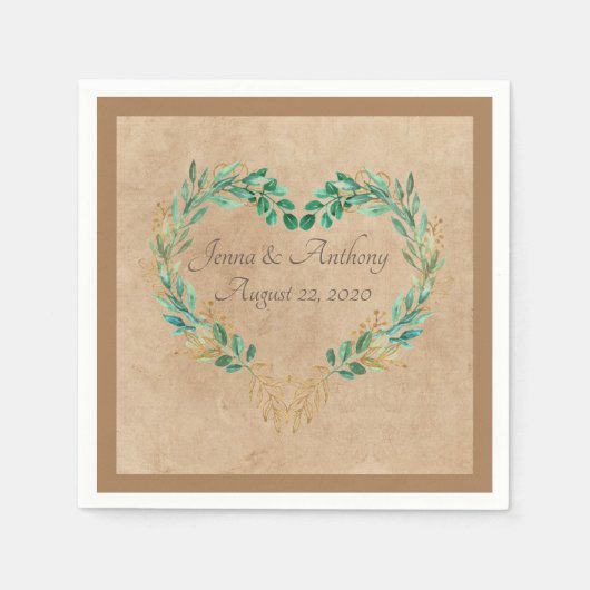 Rustic Greenery Antiek Heart Beauful Wedding Servet (Voorkant)