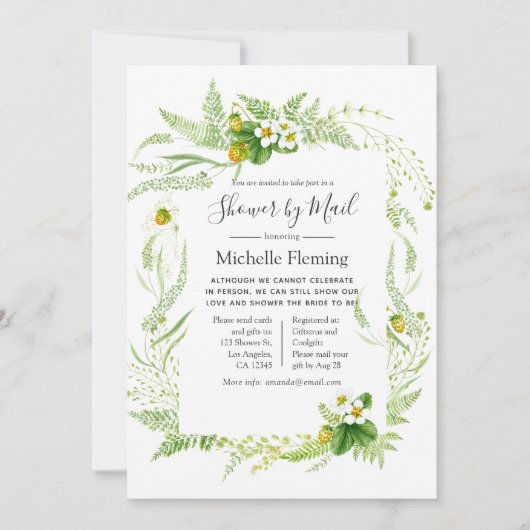 Rustic Greenery Baby of Vrijgezellenfeest per post Kaart (Voorkant)