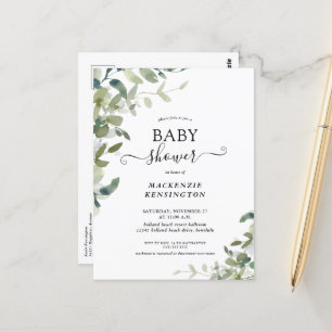 Rustic Greenery Baby shower Invitation Briefkaart