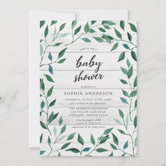 Rustic Greenery Baby shower Kaart (Voorkant)