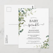 Rustic Greenery Baby Sprinkle Invitation Briefkaart (Voorkant / Achterkant)