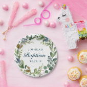 Rustic Greenery Baptism Paper Bord (Feest)