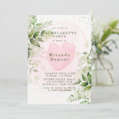 Rustic Greenery Blush Pink Airy Bachelorette Kaart (Staand voorkant)