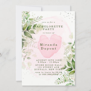 Rustic Greenery Blush Pink Airy Bachelorette Kaart