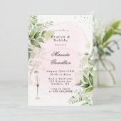 Rustic Greenery Blush Pink Airy Brunch & Bubble Kaart (Staand voorkant)