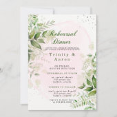 Rustic Greenery Blush Pink Airy Rehearsal Dinner Kaart (Voorkant)