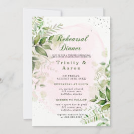 Rustic Greenery Blush Pink Airy Rehearsal Dinner Kaart