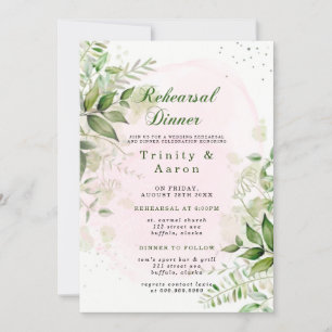 Rustic Greenery Blush Pink Airy Rehearsal Dinner Kaart