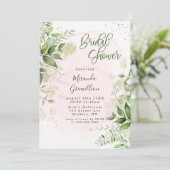 Rustic Greenery Blush Pink Airy Vrijgezellenfeest Kaart (Staand voorkant)