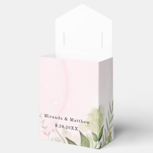 Rustic Greenery Blush Pink Airy Wedding Favor Box Bedankdoosjes (Geopend)