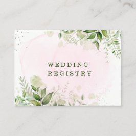 Rustic Greenery Blush Pink Airy Wedding Registry Visitekaartje