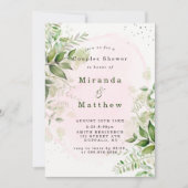 Rustic Greenery Blush Pink Couples Shower Invites (Voorkant)