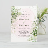 Rustic Greenery Blush Pink Couples Shower Invites (Staand voorkant)