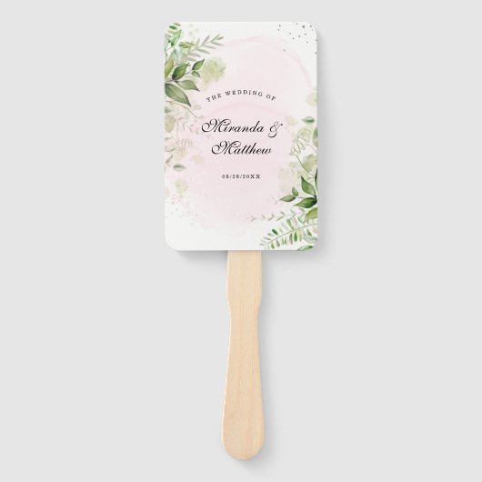 Rustic Greenery Blush Pink Weddenschap Handwaaier (Voorkant)
