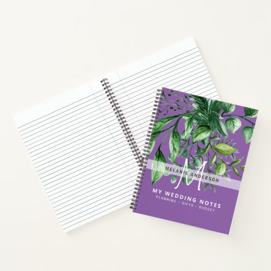 Rustic Greenery Botanical Monogram Wedding Planner Notitieboek (Binnen)