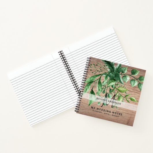 Rustic Greenery Botanical Monogram Wedding Planner Notitieboek (Binnen)
