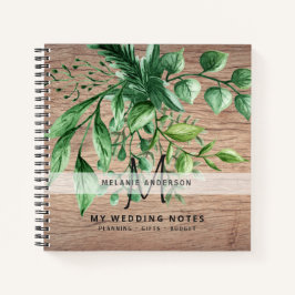 Rustic Greenery Botanical Monogram Wedding Planner Notitieboek