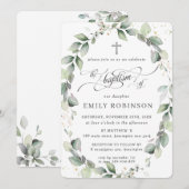 Rustic Greenery Botanical Wreath Silver Baptisme Kaart (Voorkant / Achterkant)