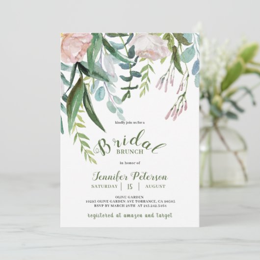Rustic Greenery Bridal Brunch Uitnodiging (Staand voorkant)